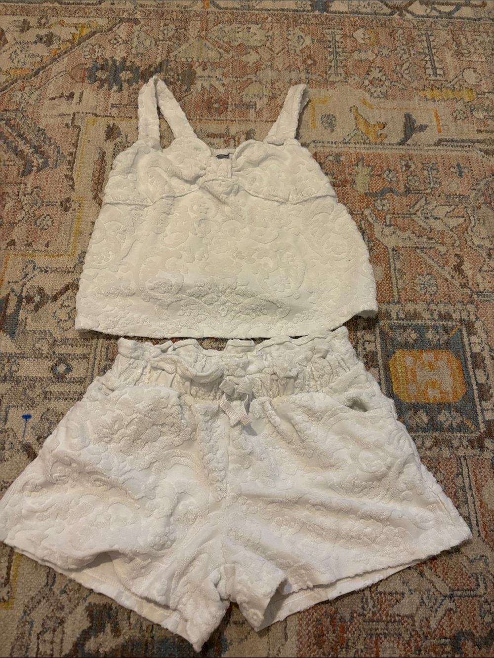 Janie and Jack White Quilted Lace Tank & Shorts Set